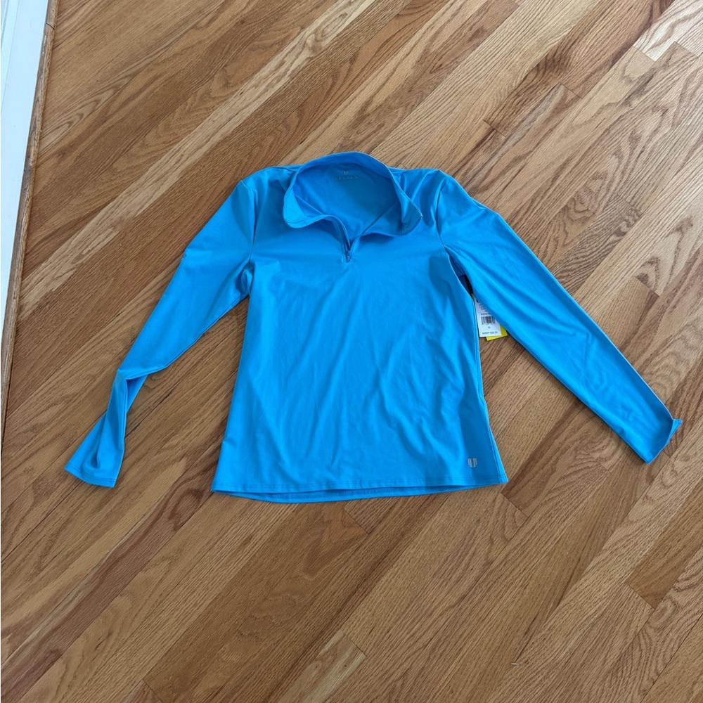 Eleven by Venus Williams blue long sleeve quarter zip workout top